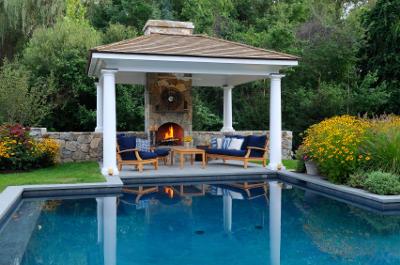 Outdoor Room with Fireplace. iStock Photo by Larry Merz